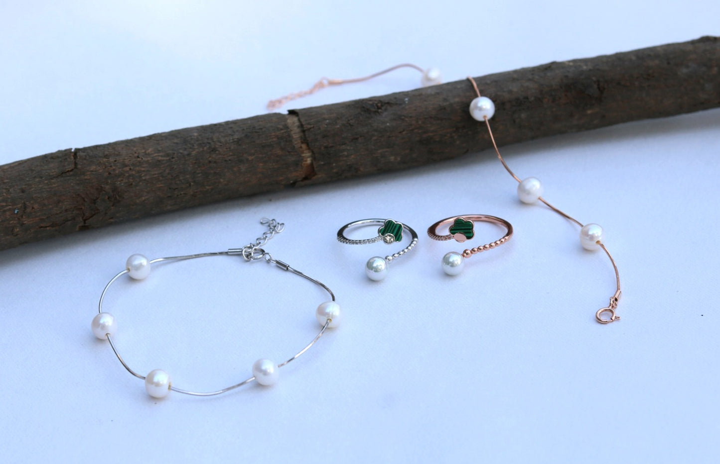 Fine Silver Pearl Bracelet and Ring