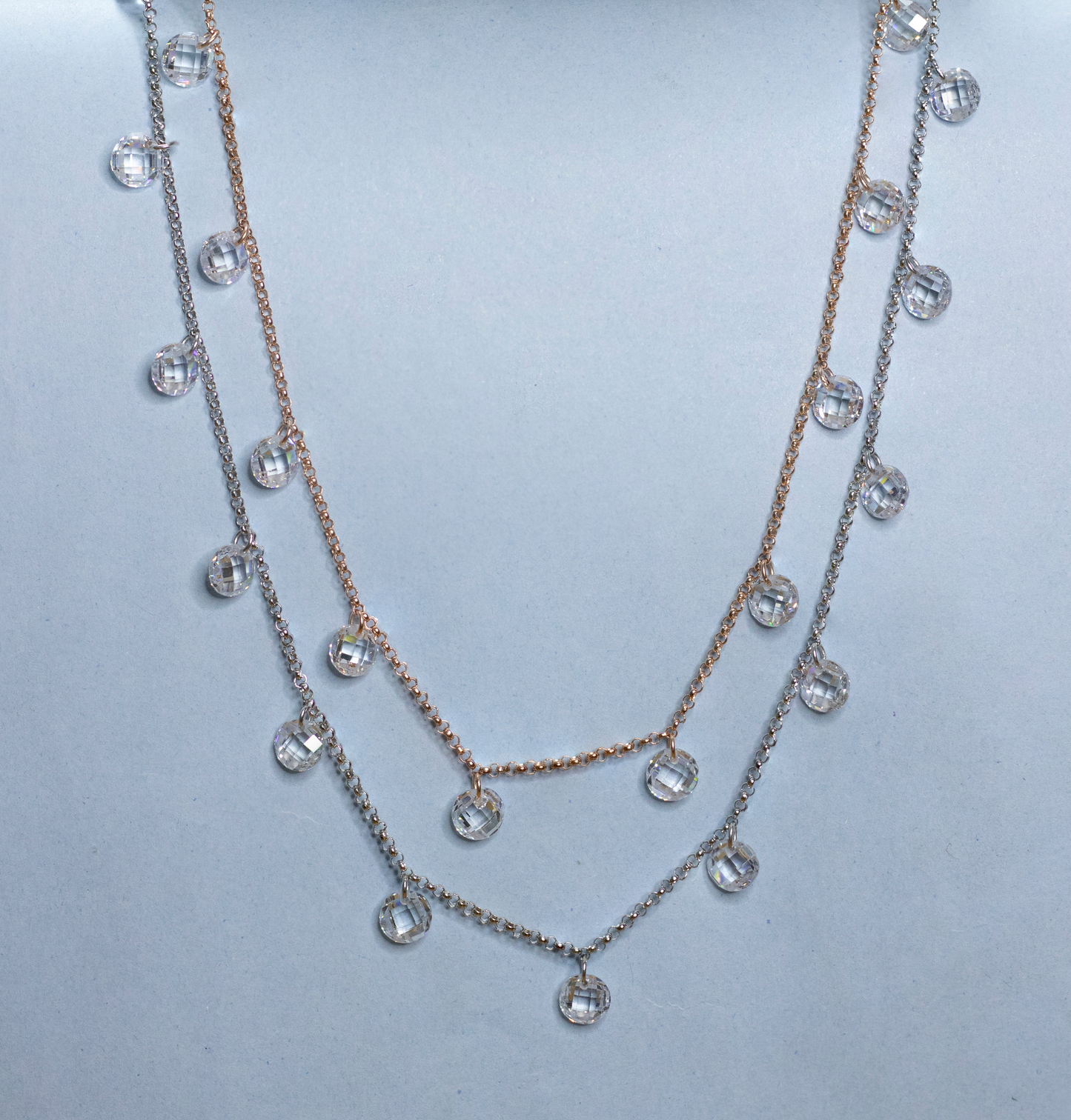 Crystal Double layer Twotone Necklace