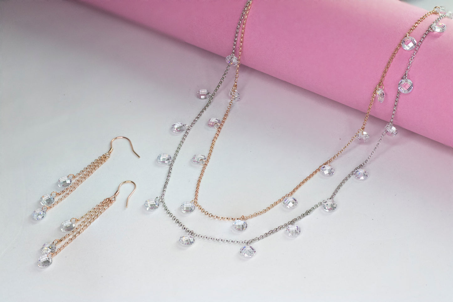 Crystal Double layer Twotone Necklace