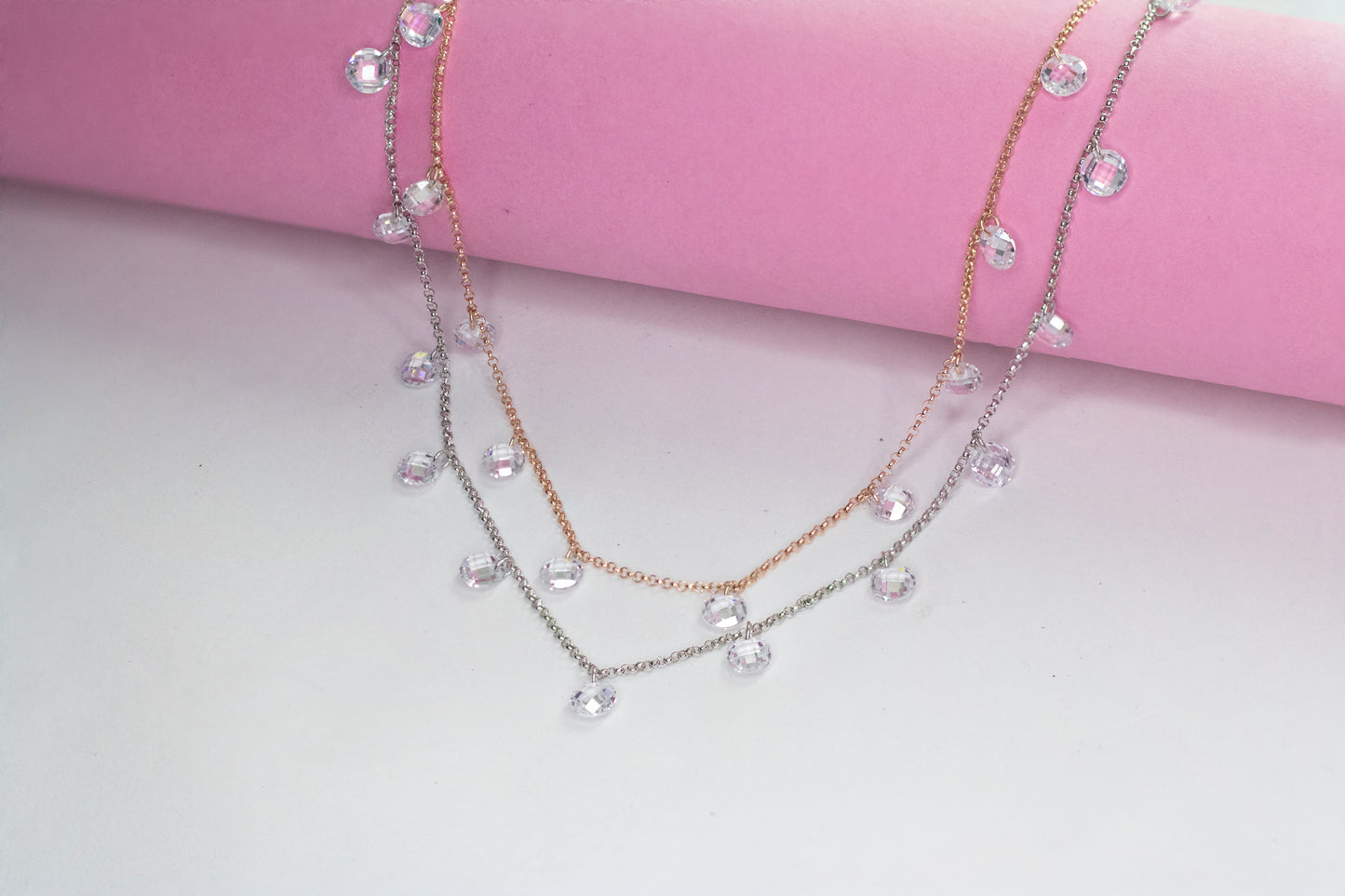 Crystal Double layer Twotone Necklace